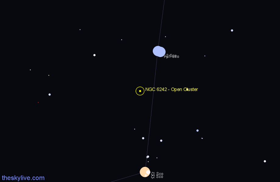 Finder chart NGC 6242 - Open Cluster in Scorpius star