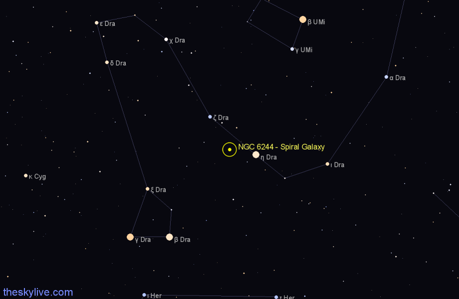 Finder chart NGC 6244 - Spiral Galaxy in Draco star