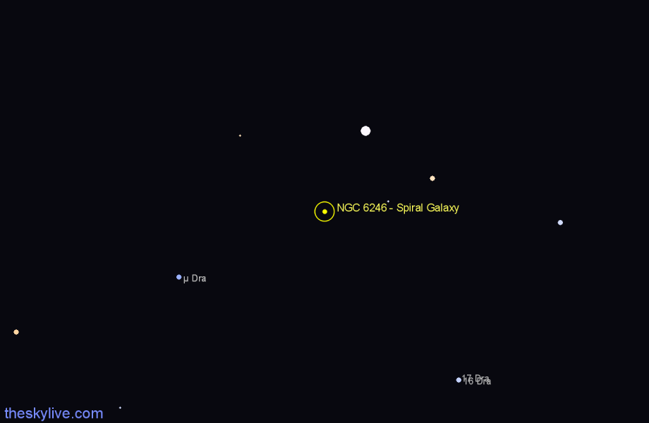 Finder chart NGC 6246 - Spiral Galaxy in Draco star