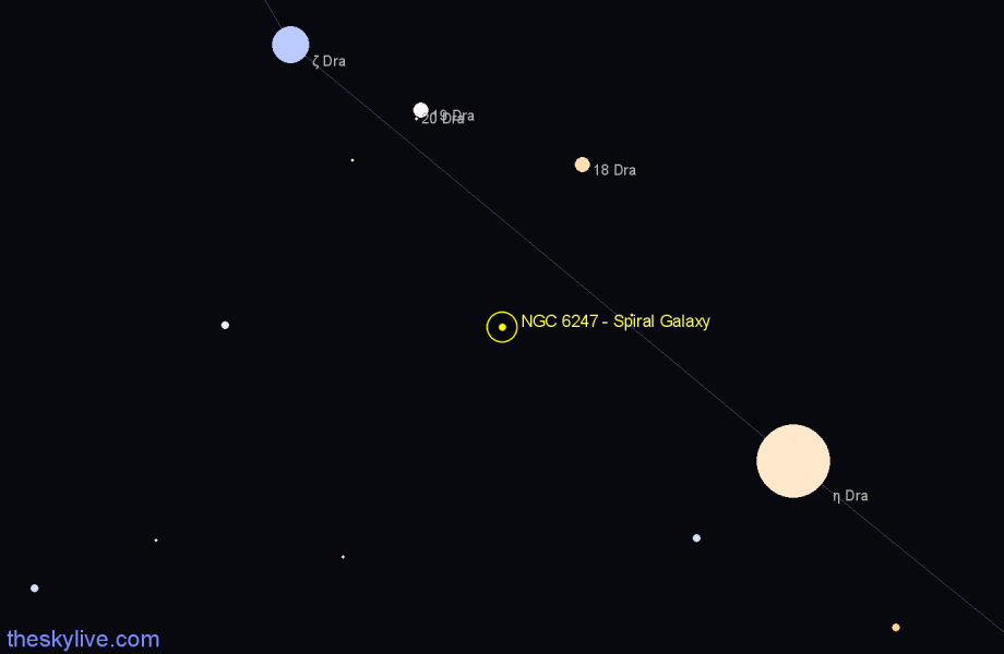 Finder chart NGC 6247 - Spiral Galaxy in Draco star