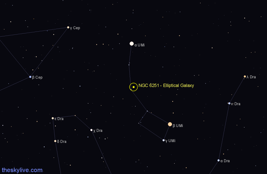 Finder chart NGC 6251 - Elliptical Galaxy in Ursa Minor star