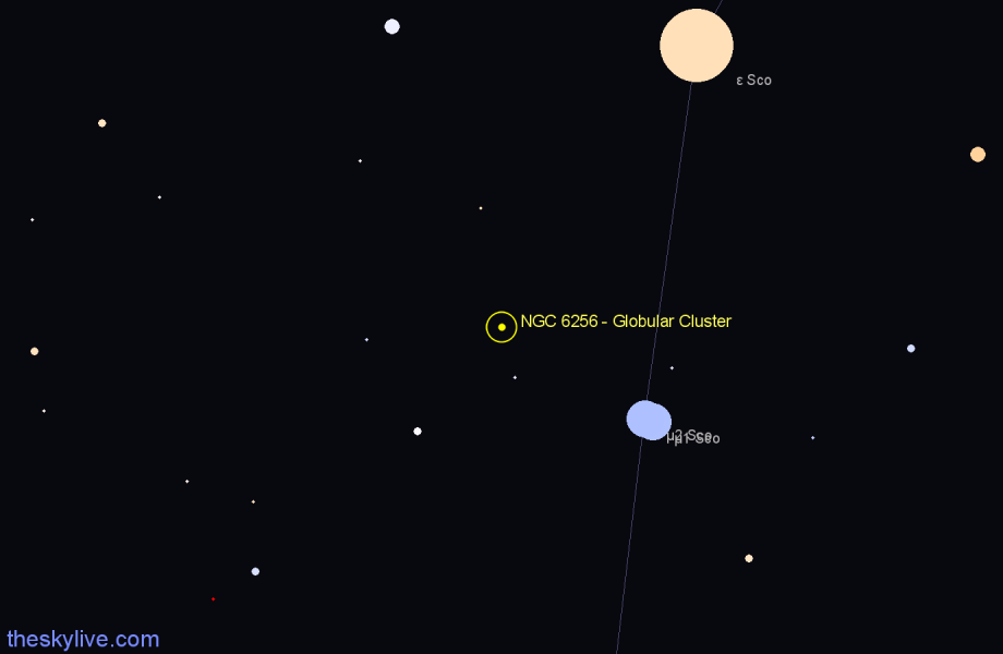 Finder chart NGC 6256 - Globular Cluster in Scorpius star