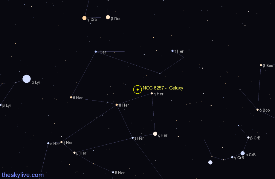 Finder chart NGC 6257 - Galaxy in Hercules star