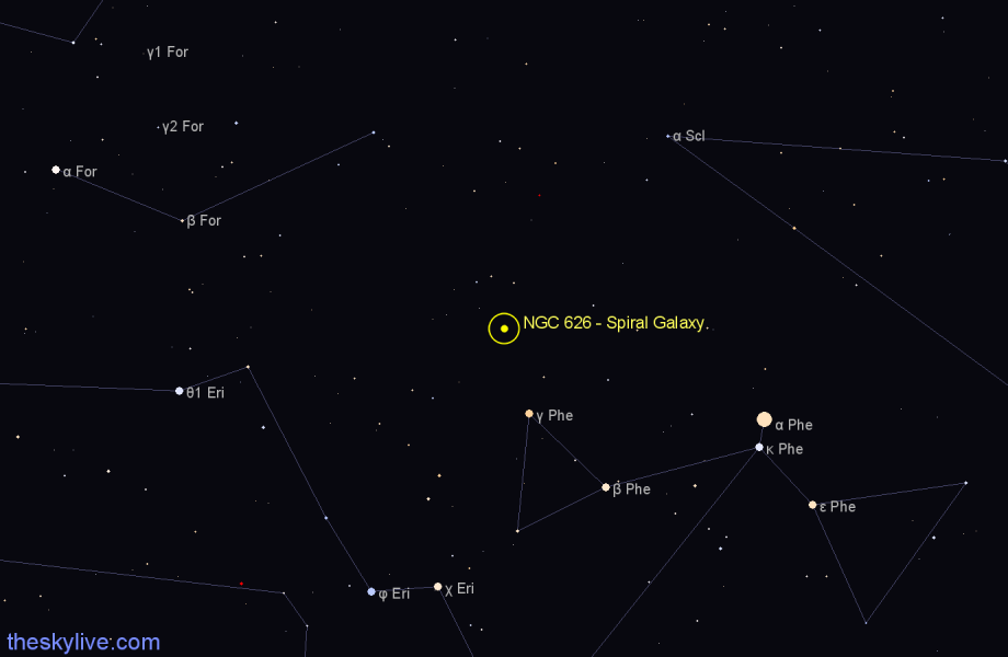 Finder chart NGC 626 - Spiral Galaxy in Sculptor star