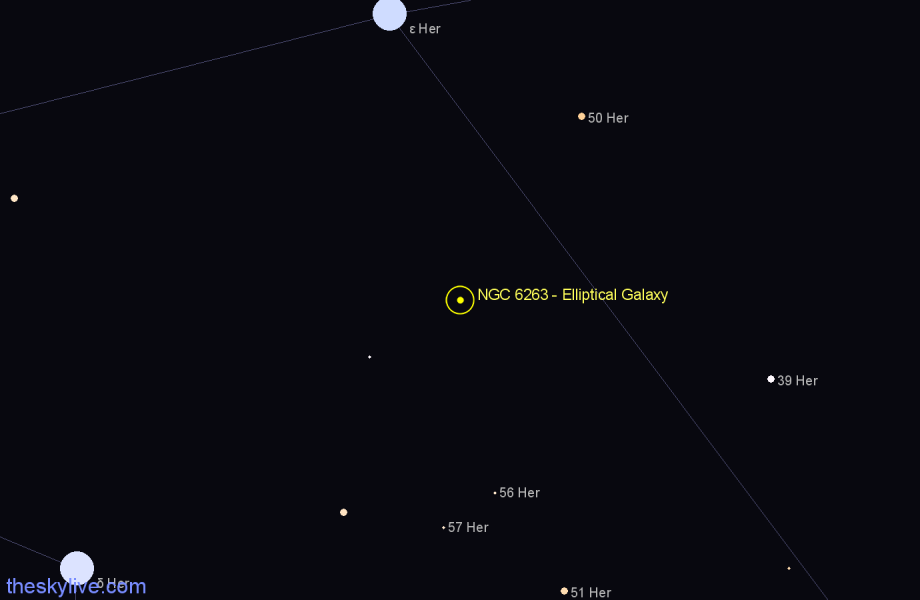 Finder chart NGC 6263 - Elliptical Galaxy in Hercules star