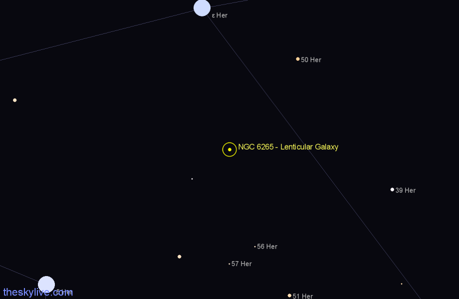 Finder chart NGC 6265 - Lenticular Galaxy in Hercules star