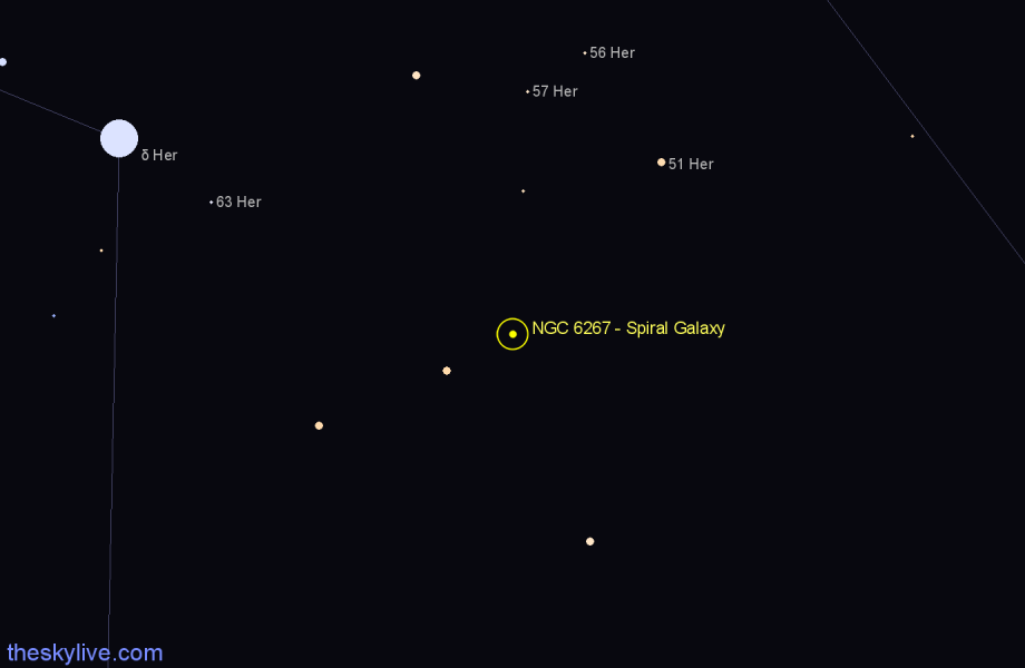 Finder chart NGC 6267 - Spiral Galaxy in Hercules star