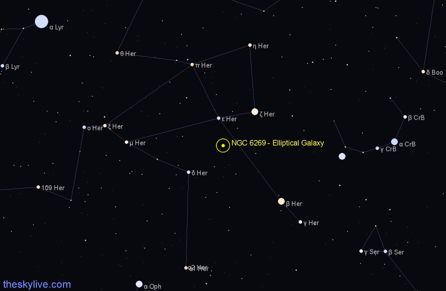 Finder chart NGC 6269 - Elliptical Galaxy in Hercules star