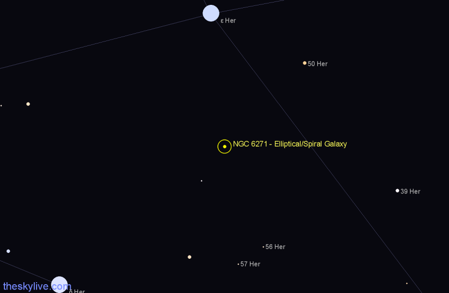 Finder chart NGC 6271 - Elliptical/Spiral Galaxy in Hercules star