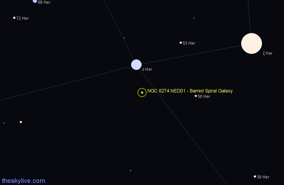 Finder chart NGC 6274 NED01 - Barred Spiral Galaxy in Hercules star