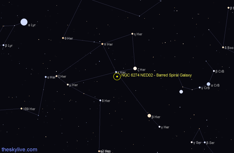 Finder chart NGC 6274 NED02 - Barred Spiral Galaxy in Hercules star