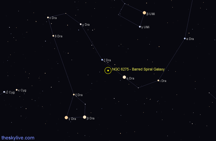 Finder chart NGC 6275 - Barred Spiral Galaxy in Draco star