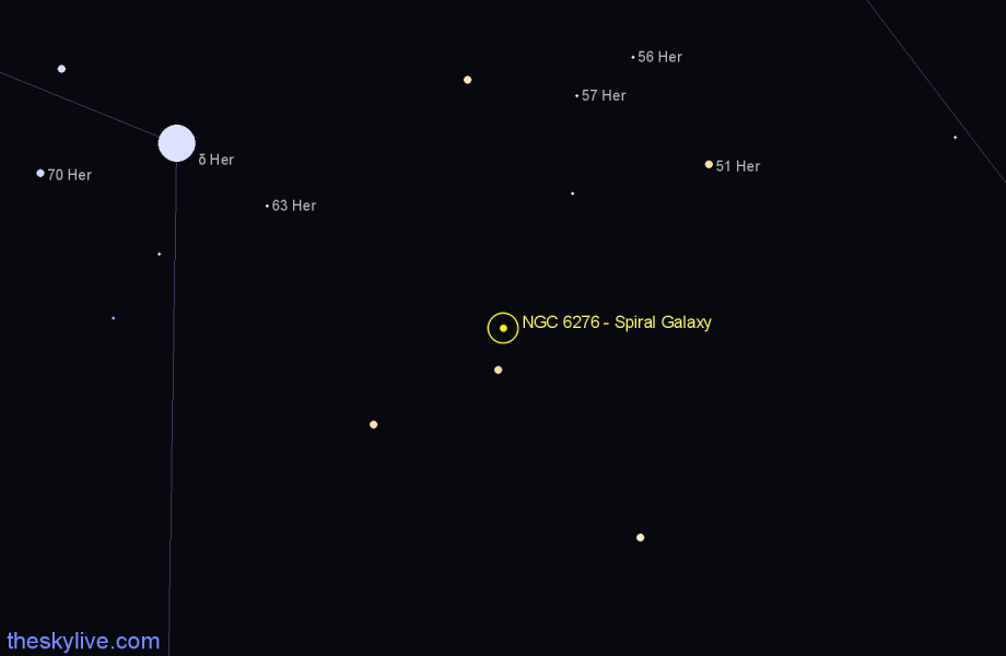 Finder chart NGC 6276 - Spiral Galaxy in Hercules star