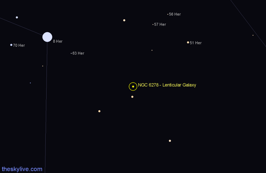 Finder chart NGC 6278 - Lenticular Galaxy in Hercules star