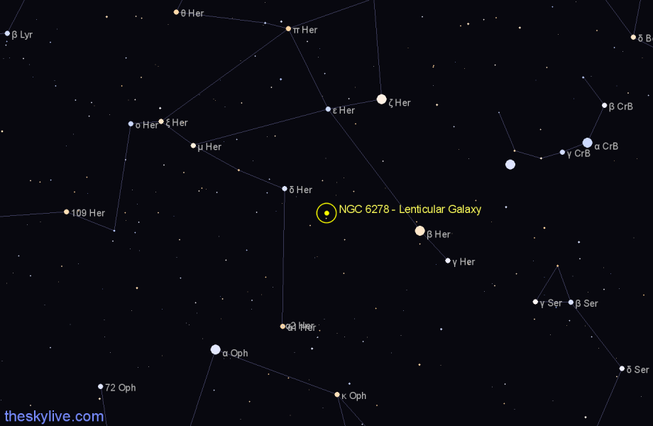 Finder chart NGC 6278 - Lenticular Galaxy in Hercules star