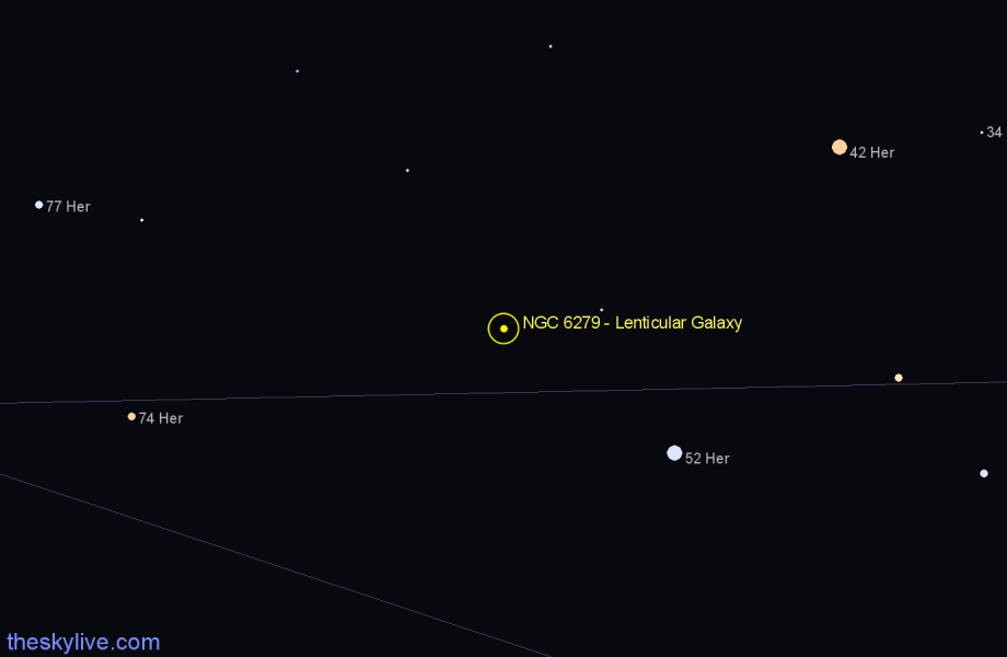 Finder chart NGC 6279 - Lenticular Galaxy in Hercules star