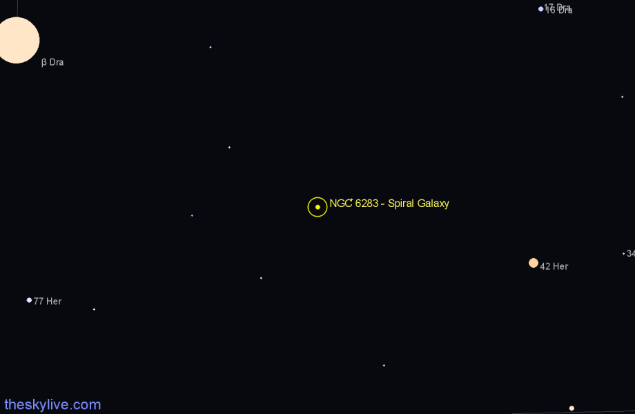 Finder chart NGC 6283 - Spiral Galaxy in Hercules star