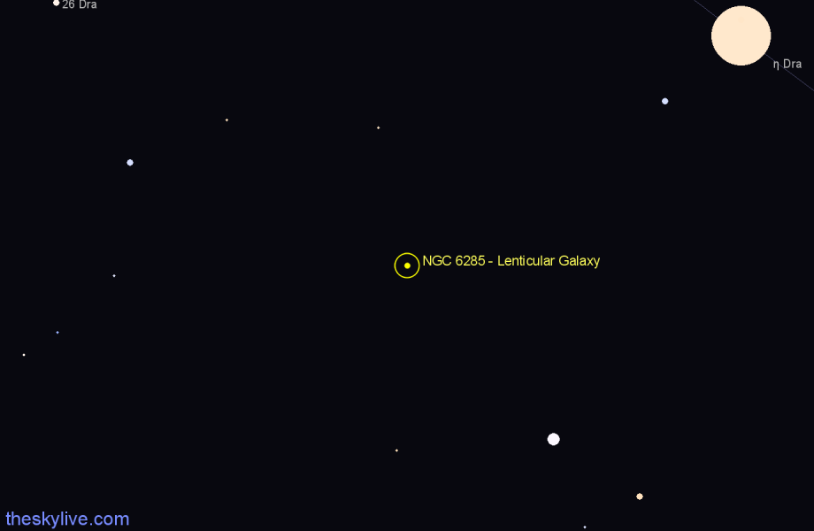 Finder chart NGC 6285 - Lenticular Galaxy in Draco star