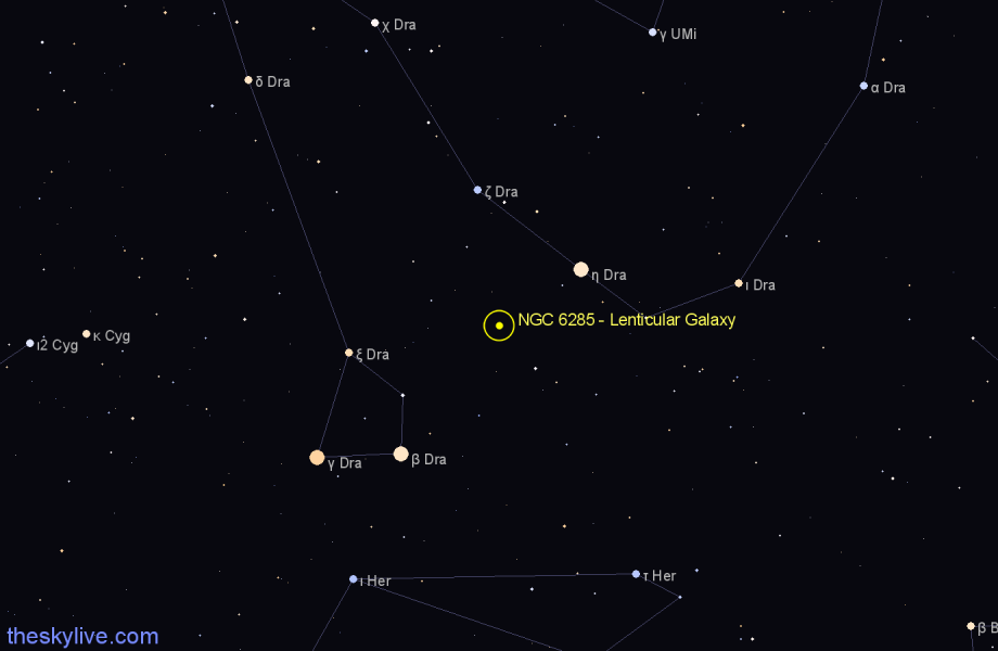 Finder chart NGC 6285 - Lenticular Galaxy in Draco star