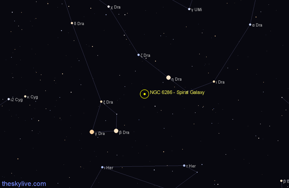 Finder chart NGC 6286 - Spiral Galaxy in Draco star
