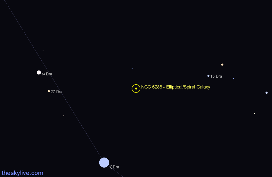 Finder chart NGC 6288 - Elliptical/Spiral Galaxy in Draco star