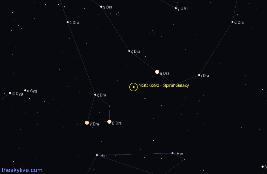 Finder chart NGC 6290 - Spiral Galaxy in Draco star