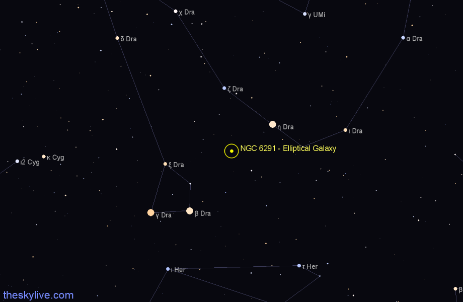 Finder chart NGC 6291 - Elliptical Galaxy in Draco star