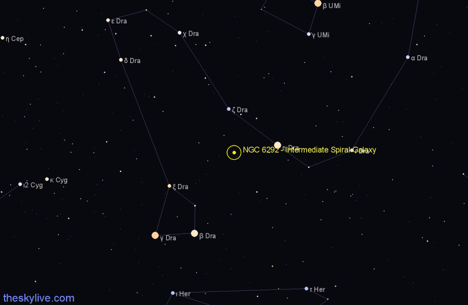 Finder chart NGC 6292 - Intermediate Spiral Galaxy in Draco star