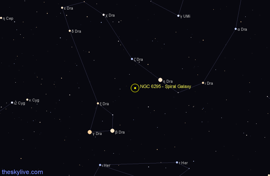 Finder chart NGC 6295 - Spiral Galaxy in Draco star