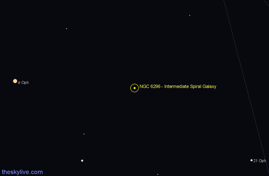 Finder chart NGC 6296 - Intermediate Spiral Galaxy in Ophiuchus star
