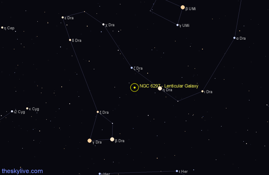 Finder chart NGC 6297 - Lenticular Galaxy in Draco star