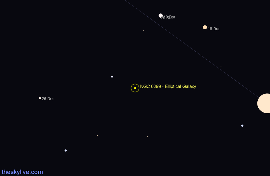 Finder chart NGC 6299 - Elliptical Galaxy in Draco star