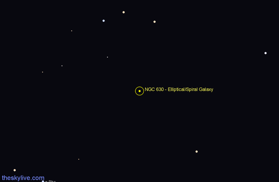 Finder chart NGC 630 - Elliptical/Spiral Galaxy in Sculptor star