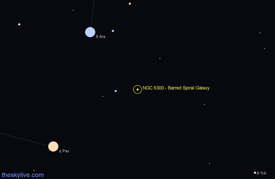 Finder chart NGC 6300 - Barred Spiral Galaxy in Ara star