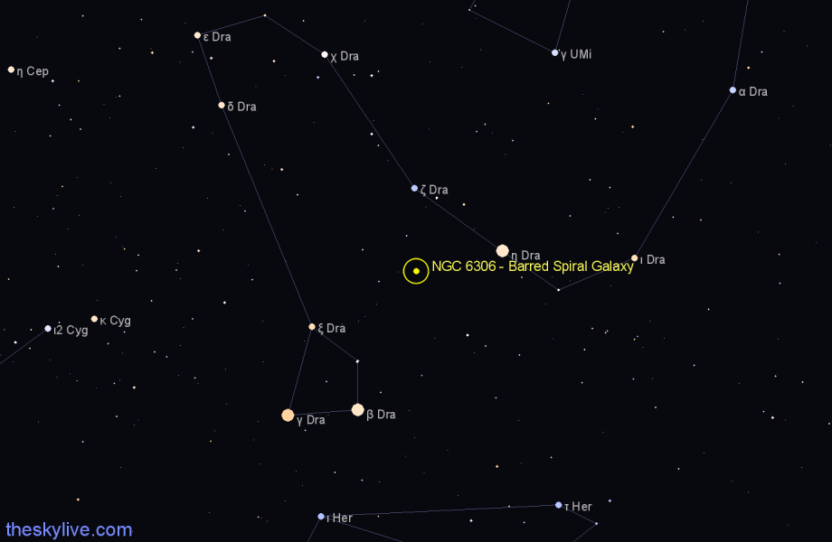 Finder chart NGC 6306 - Barred Spiral Galaxy in Draco star