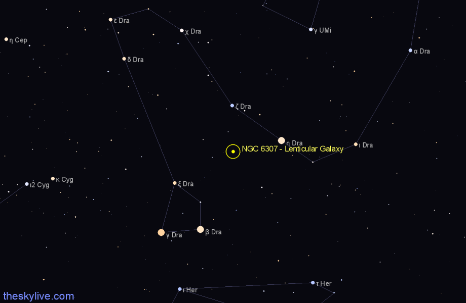 Finder chart NGC 6307 - Lenticular Galaxy in Draco star