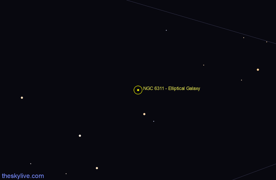 Finder chart NGC 6311 - Elliptical Galaxy in Hercules star