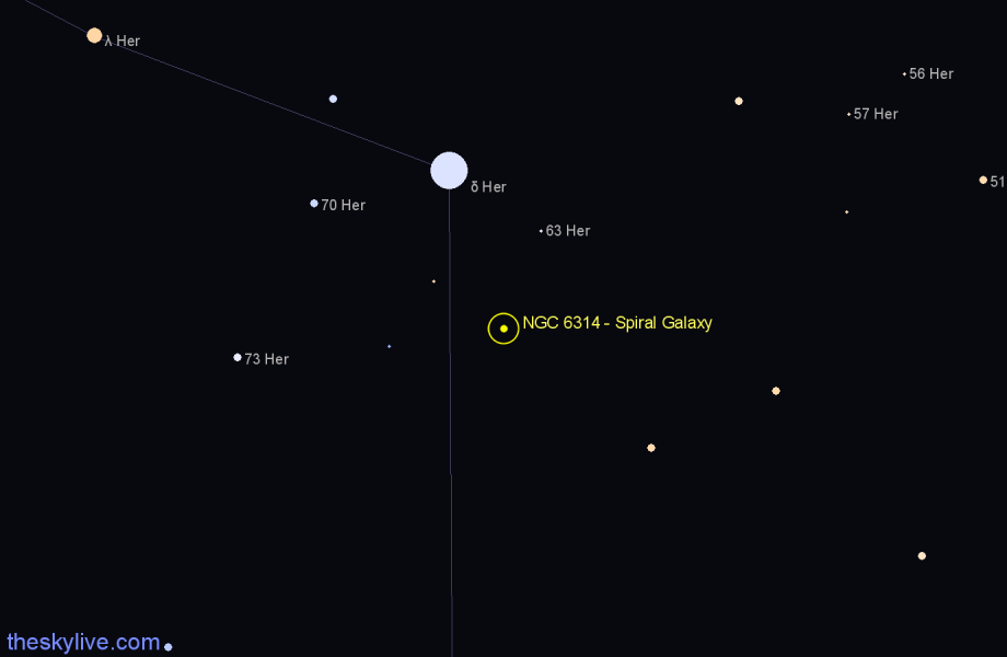 Finder chart NGC 6314 - Spiral Galaxy in Hercules star