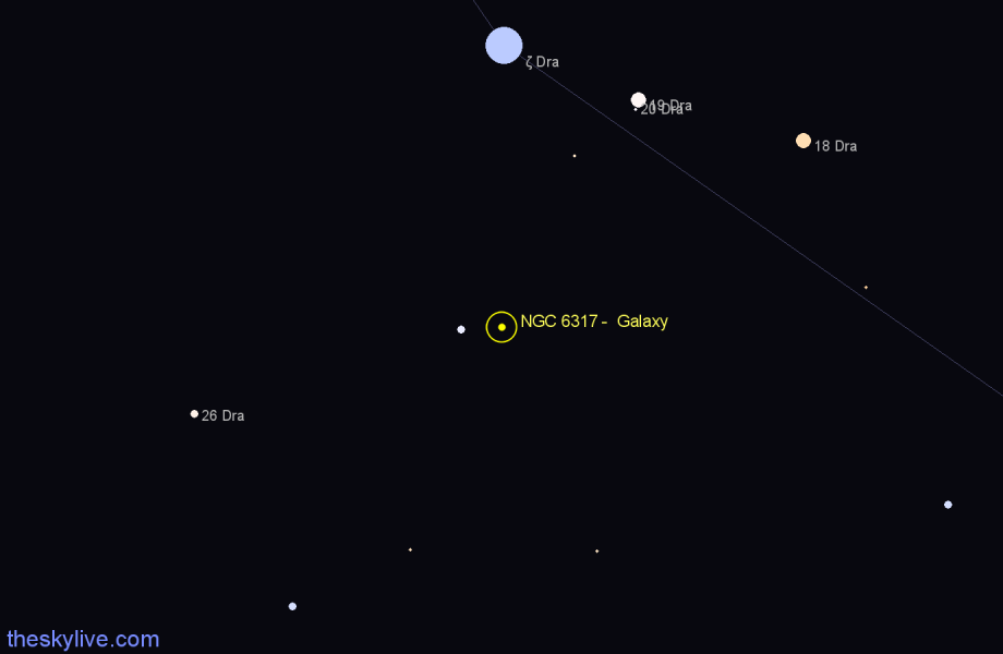 Finder chart NGC 6317 -  Galaxy in Draco star