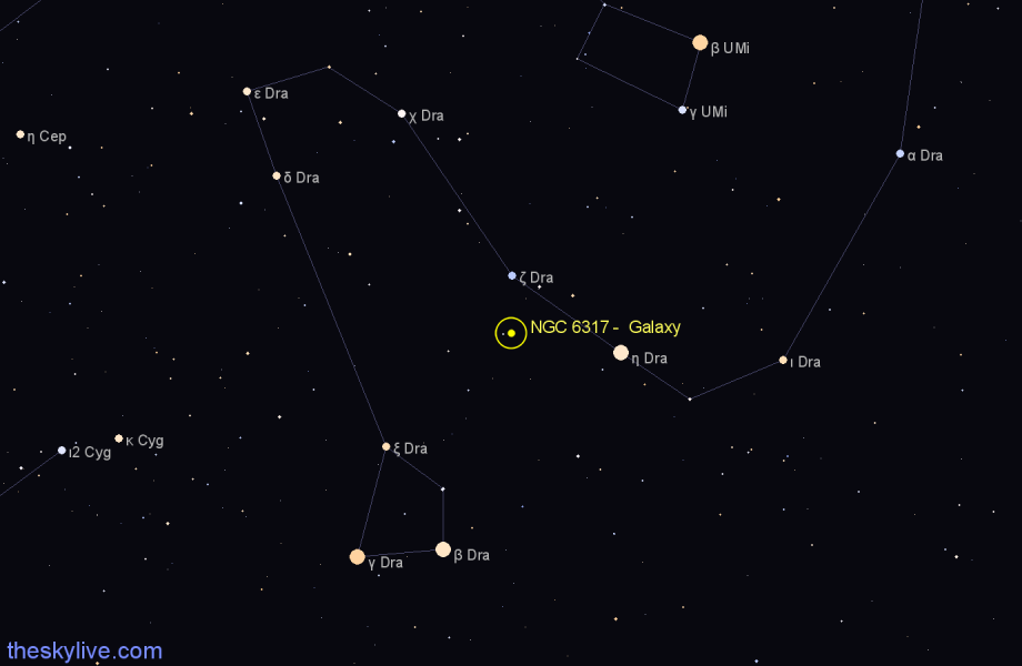 Finder chart NGC 6317 -  Galaxy in Draco star