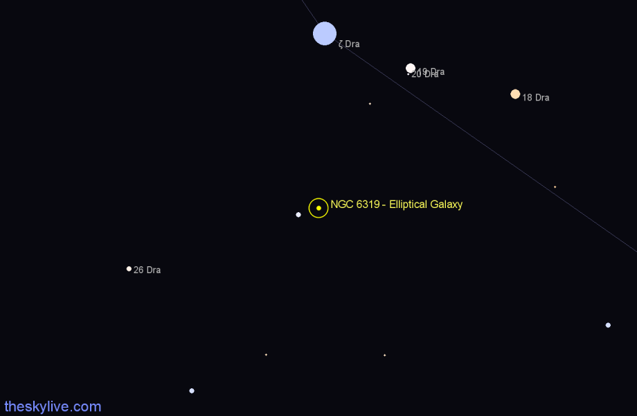 Finder chart NGC 6319 - Elliptical Galaxy in Draco star