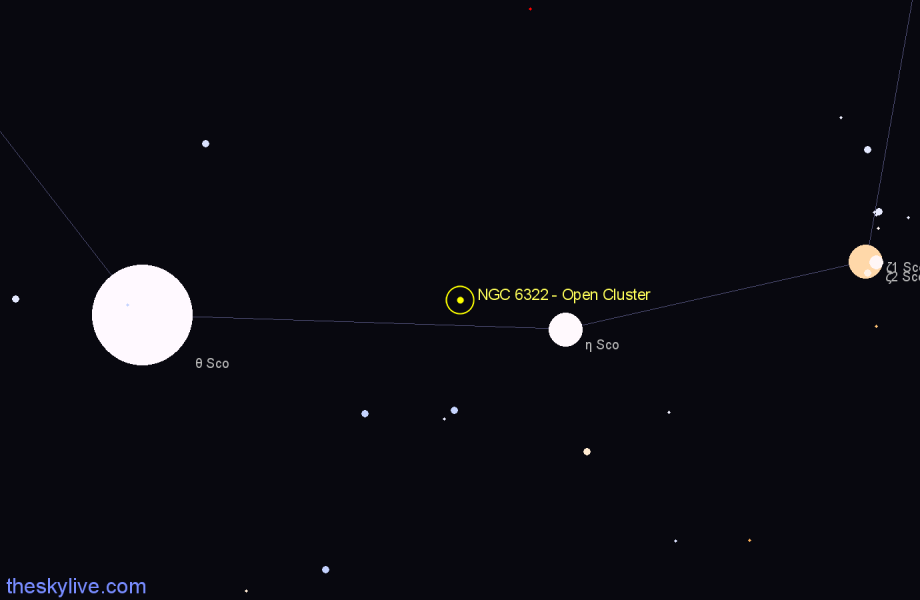 Finder chart NGC 6322 - Open Cluster in Scorpius star