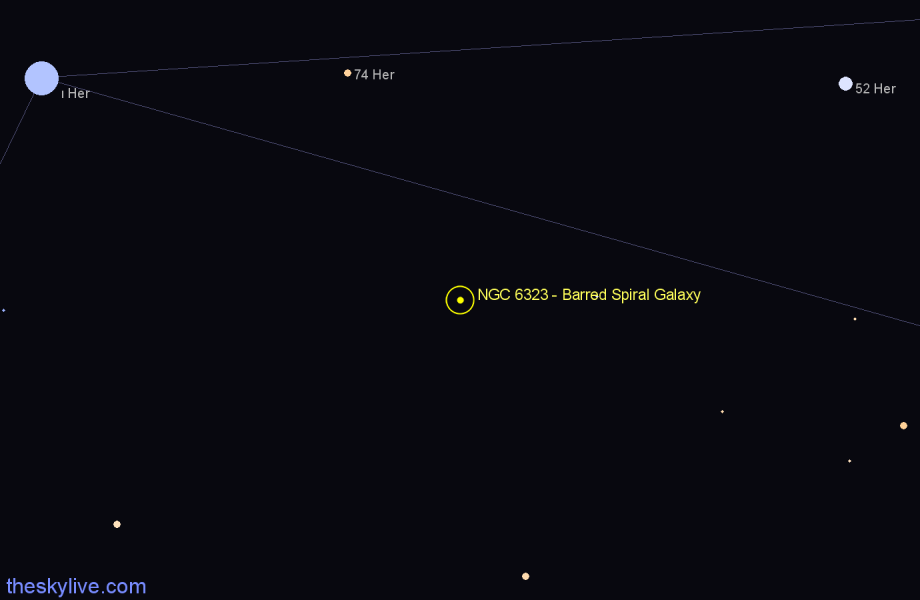 Finder chart NGC 6323 - Barred Spiral Galaxy in Hercules star