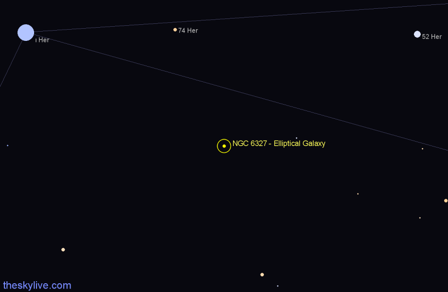 Finder chart NGC 6327 - Elliptical Galaxy in Hercules star