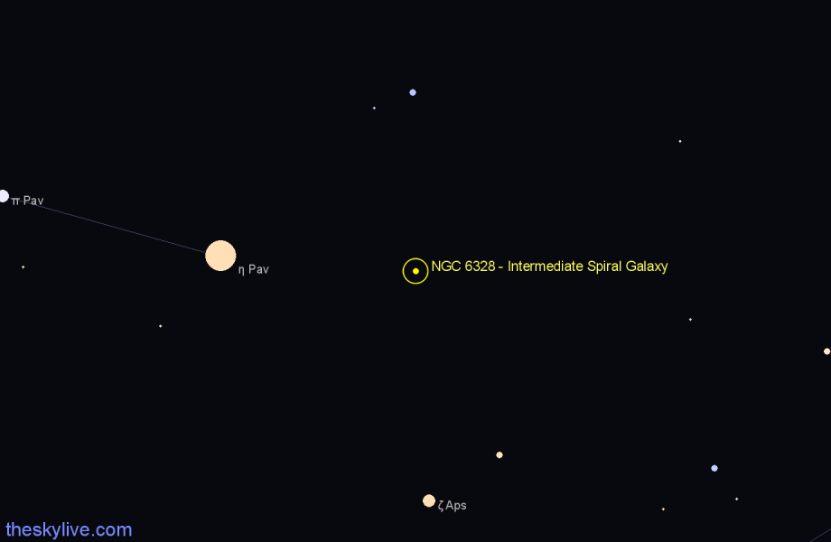 Finder chart NGC 6328 - Intermediate Spiral Galaxy in Ara star