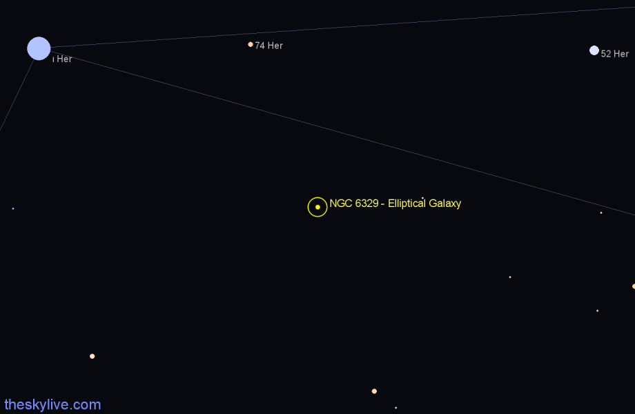 Finder chart NGC 6329 - Elliptical Galaxy in Hercules star