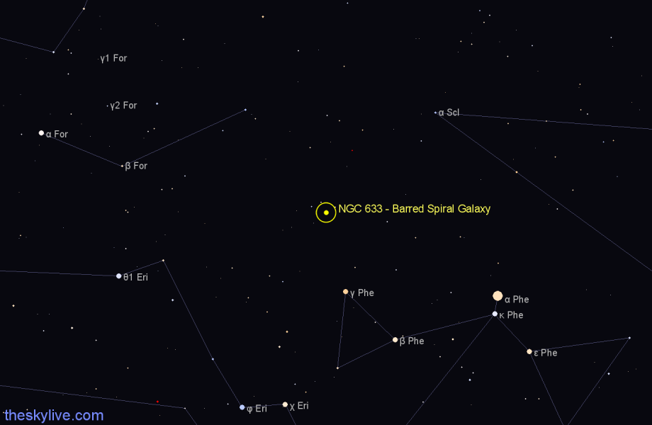 Finder chart NGC 633 - Barred Spiral Galaxy in Sculptor star