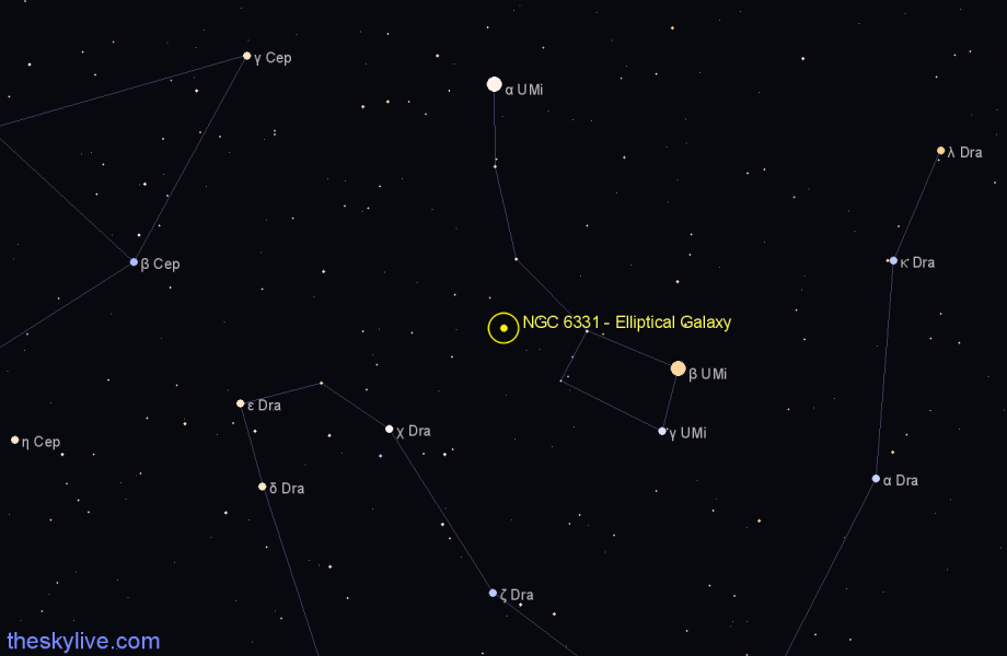 Finder chart NGC 6331 - Elliptical Galaxy in Ursa Minor star