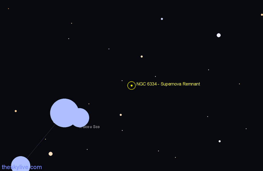 Finder chart NGC 6334 - Supernova Remnant in Scorpius star