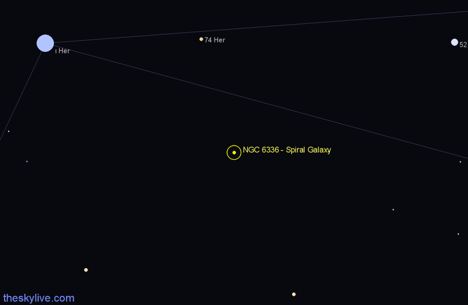 Finder chart NGC 6336 - Spiral Galaxy in Hercules star